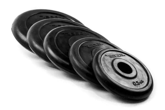 Kumitetut levypainot 1,25- 10 kg, 25 mm - Recoil