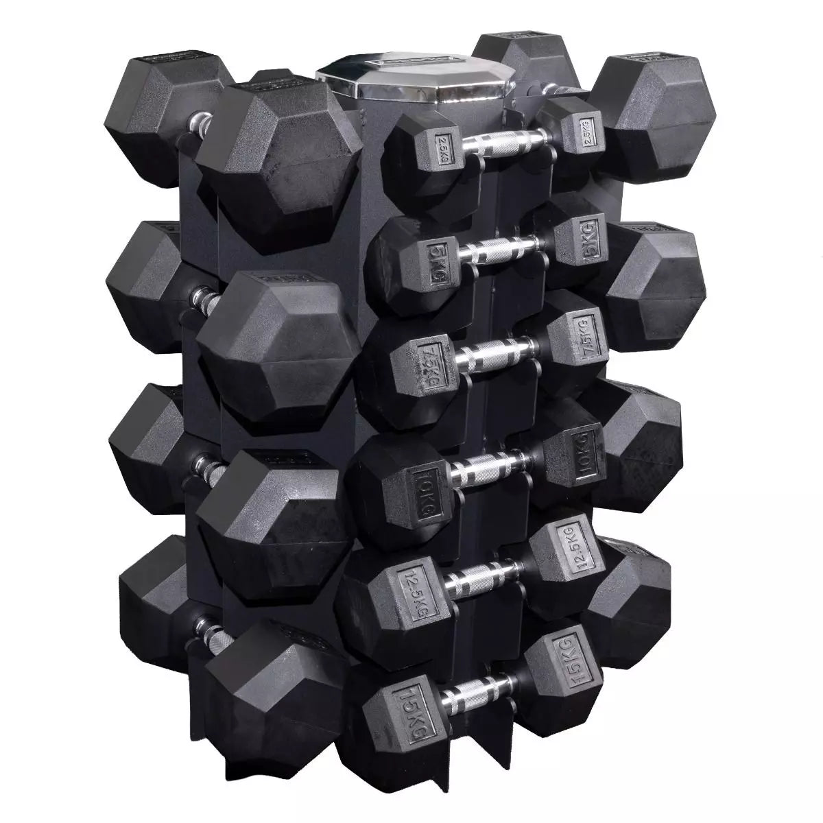 Hexagonkäsipainosetti 2,5–25 kg & teline - Recoil