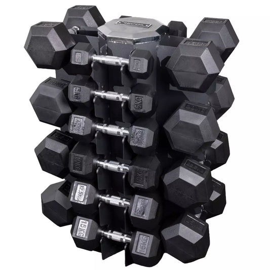 Hexagonkäsipainosetti 2,5–25 kg & teline - Recoil
