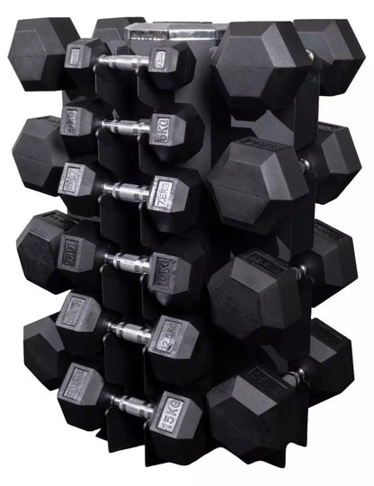 Hexagonkäsipainosetti 2,5–25 kg & teline - Recoil