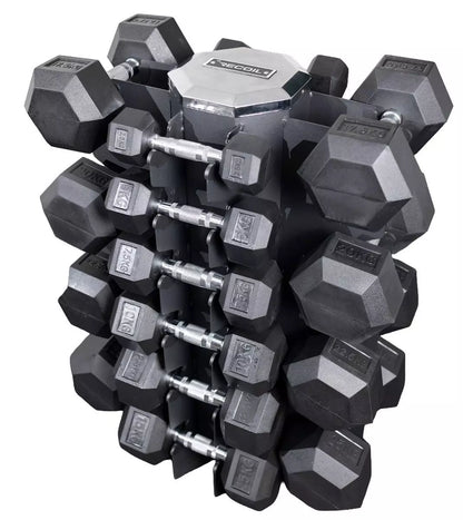 Hexagonkäsipainosetti 2,5–25 kg & teline - Recoil
