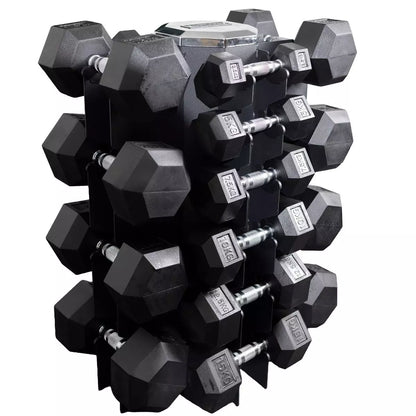 Hexagonkäsipainosetti 2,5–25 kg & teline - Recoil