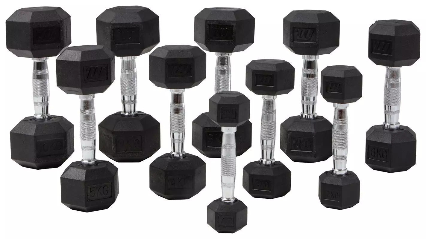 Hexagon-käsipainot 1–50 kg – Master Fitness