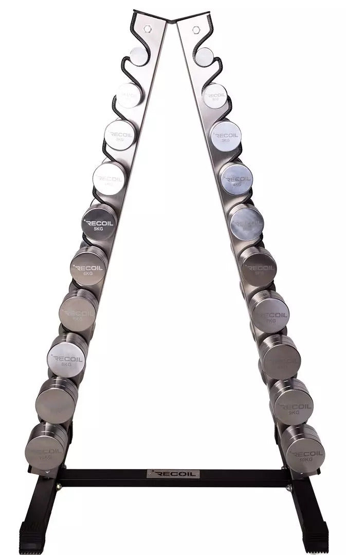 Käsipainosetti 1–10 kg (Kromi) + Teline - Recoil