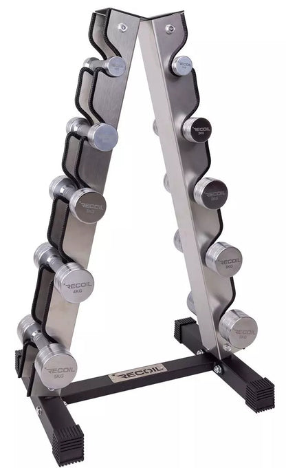 Käsipainosetti 1–5 kg (Kromi) + Teline - Recoil