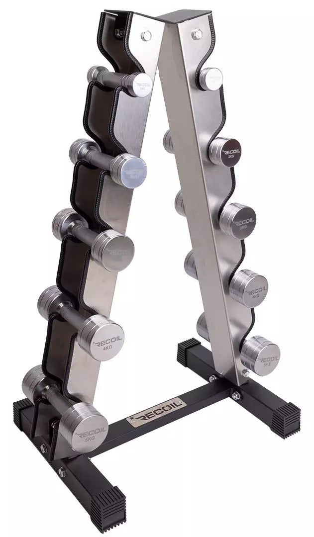 Käsipainosetti 1–5 kg (Kromi) + Teline - Recoil