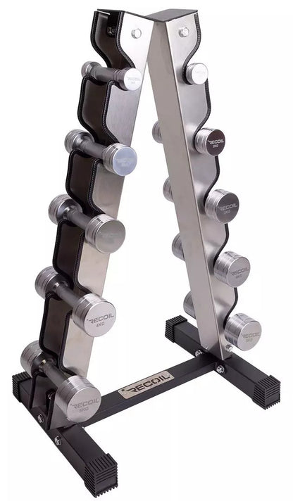 Käsipainosetti 1–5 kg (Kromi) + Teline - Recoil