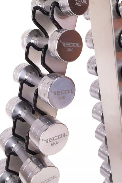 Käsipainosetti 1–10 kg (Kromi) + Teline - Recoil