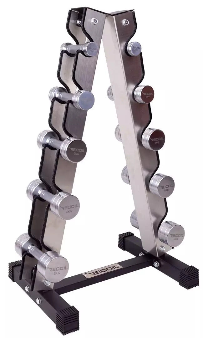 Käsipainosetti 1–5 kg (Kromi) + Teline - Recoil