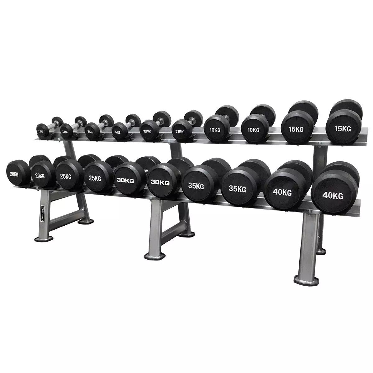 Recoil Käsipainosetti 10 paria telineellä (2,5–40 kg)