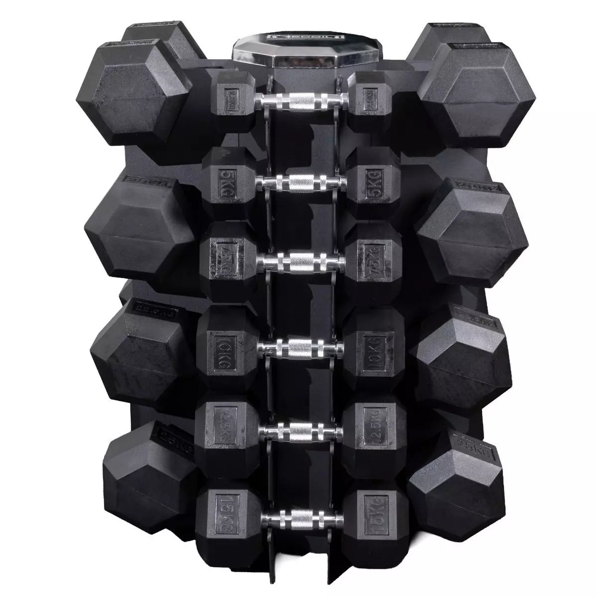 Hexagonkäsipainosetti 2,5–25 kg & teline - Recoil