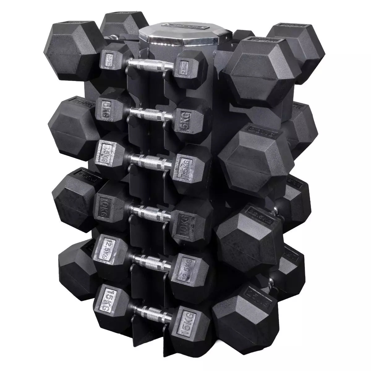 Hexagonkäsipainosetti 2,5–25 kg & teline - Recoil