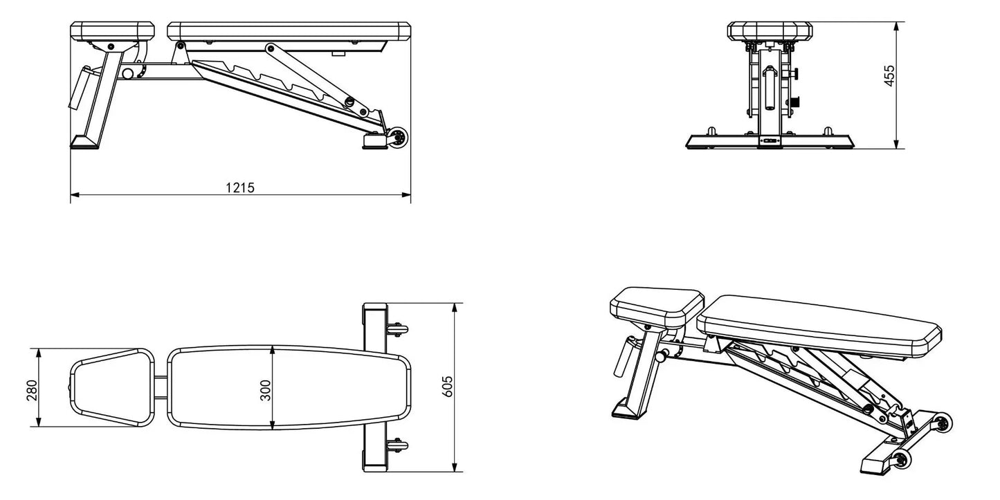Säädettävä vinopenkki Sleek -Recoil