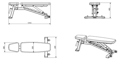 Säädettävä vinopenkki Sleek -Recoil